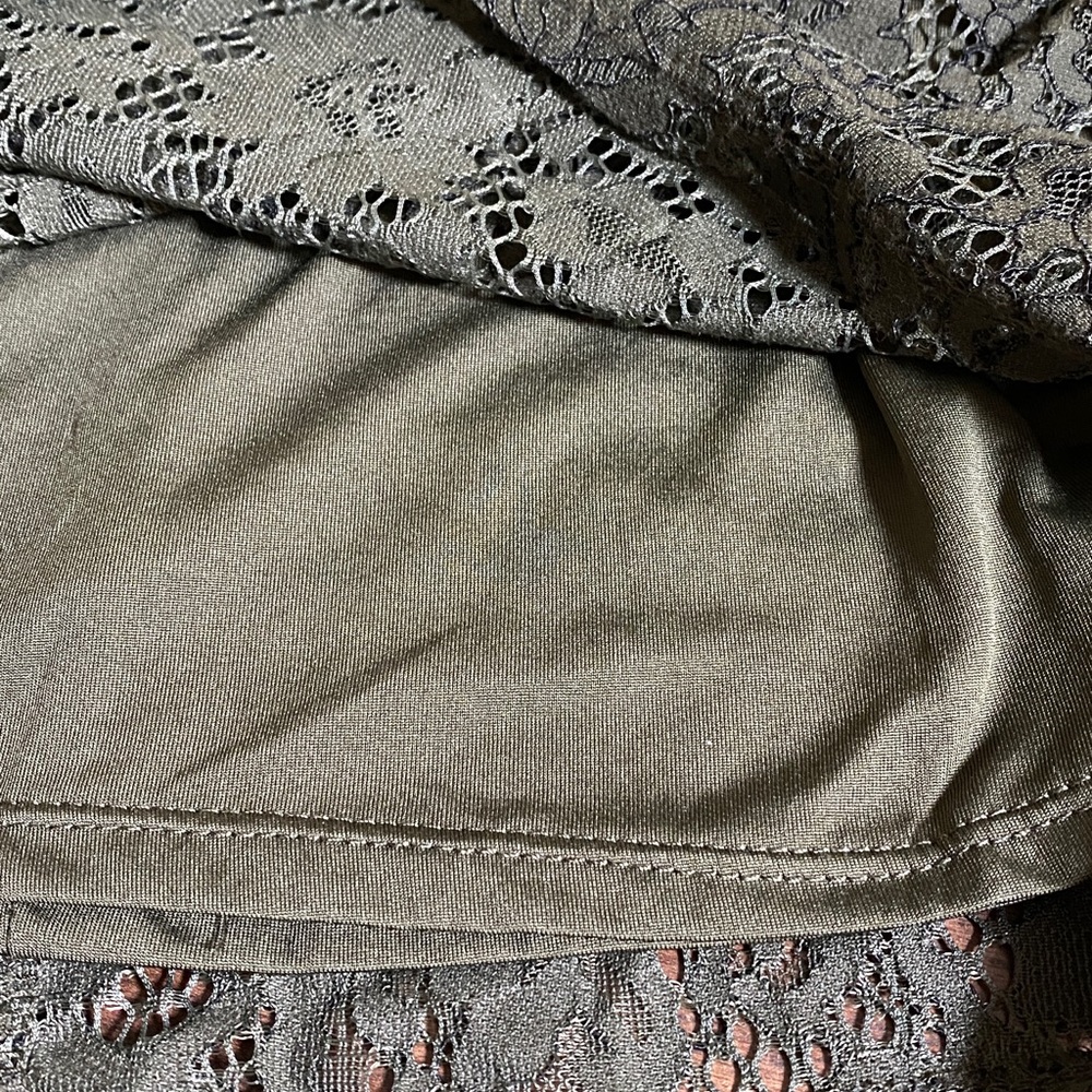 Olive Green Lace Cap Sleeve Top - Picture 9 of 11